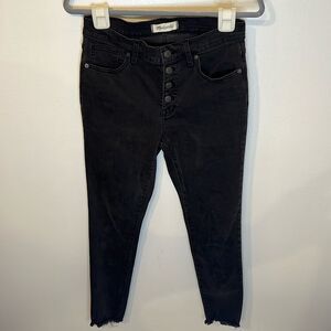 Madewell 9" mid-rise skinny jeans size 29 button fly frayed hem